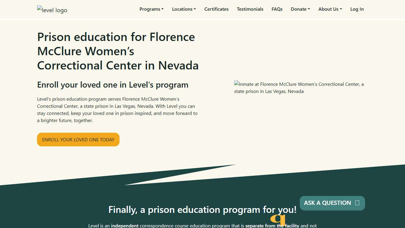 Prison Education For Florence McClure Women's Correctional Center - Level