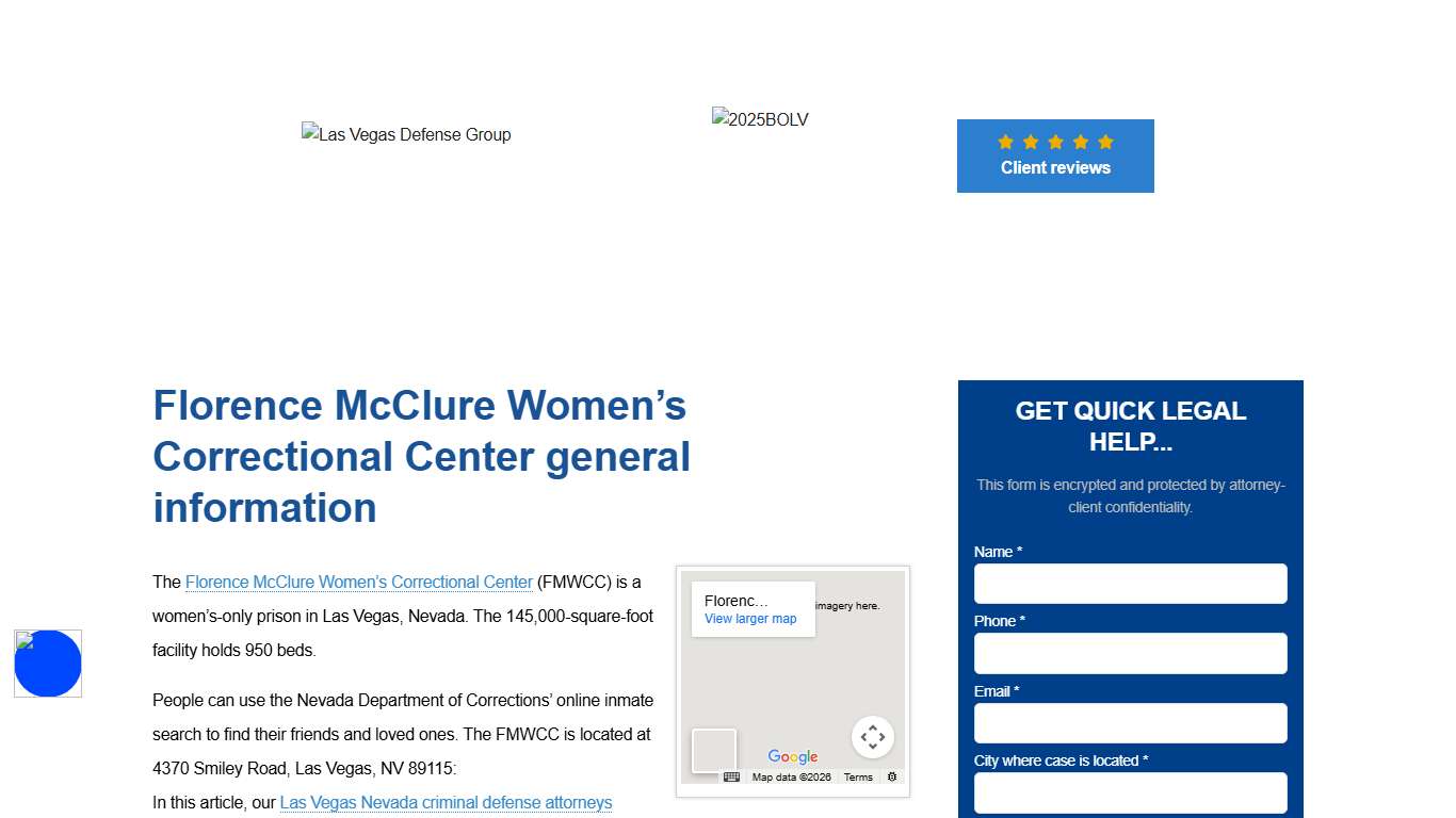 Florence McClure Women’s Correctional Center general information